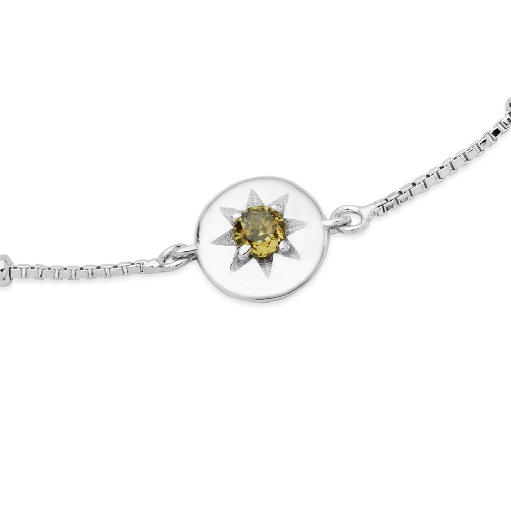 Argento Silver August Peridot Star Bracelet