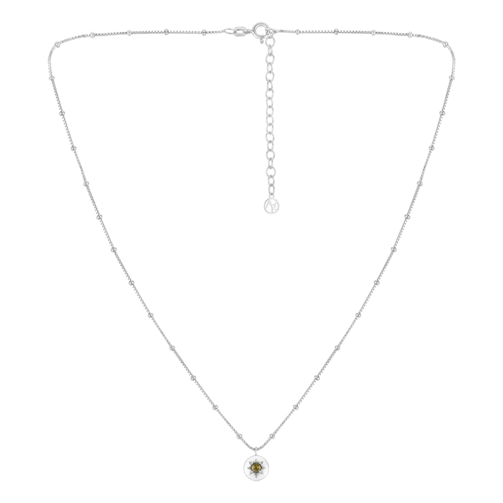 Argento Silver August Peridot Star Necklace