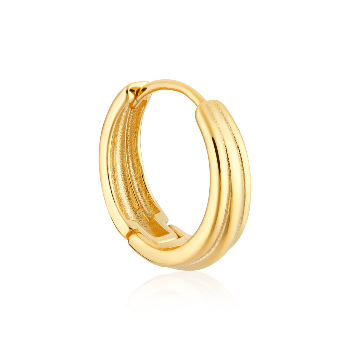 Argento 14k Gold Plated Ridge Hoop Earrings