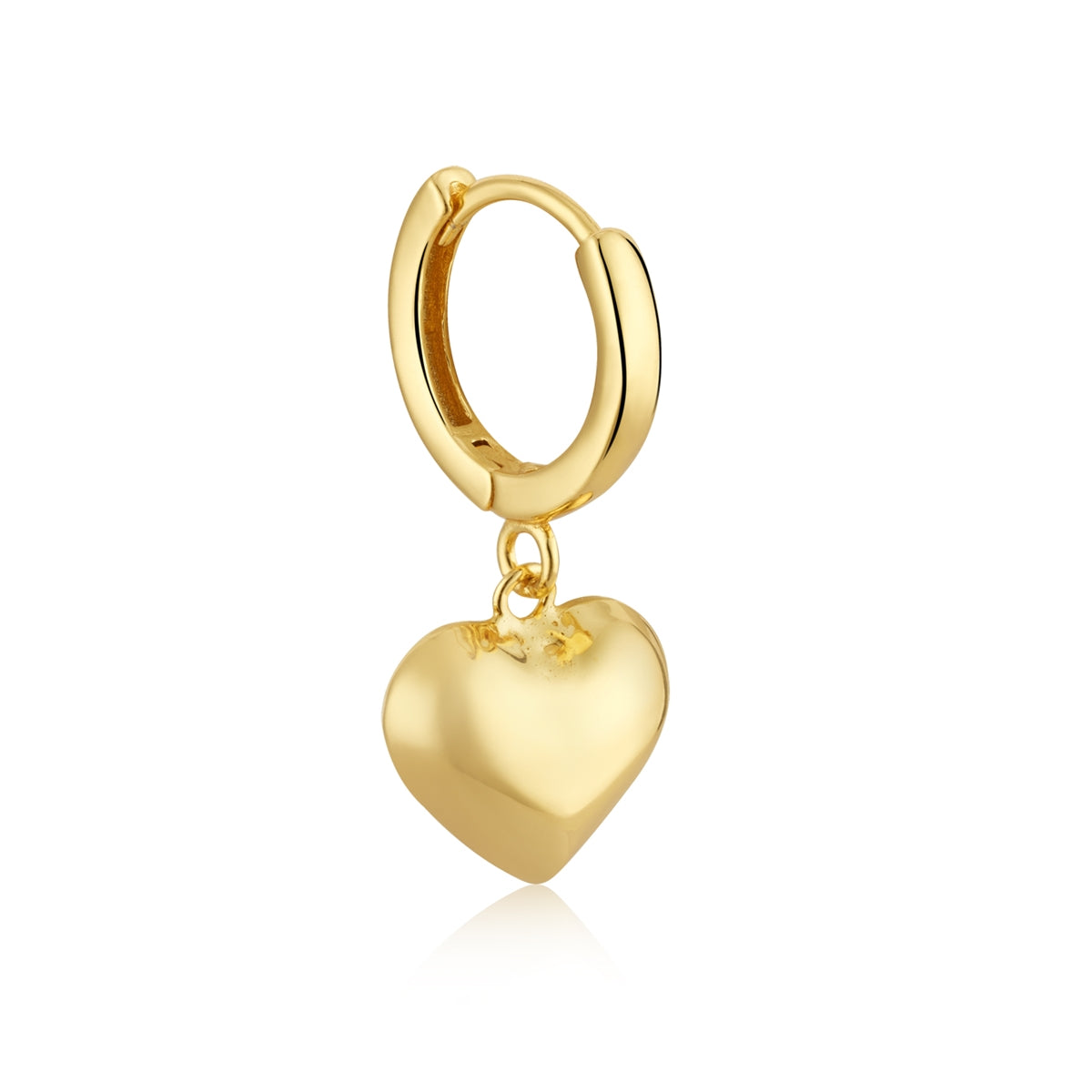 Argento 14k Gold Plated Puffy Heart Hoop Earrings