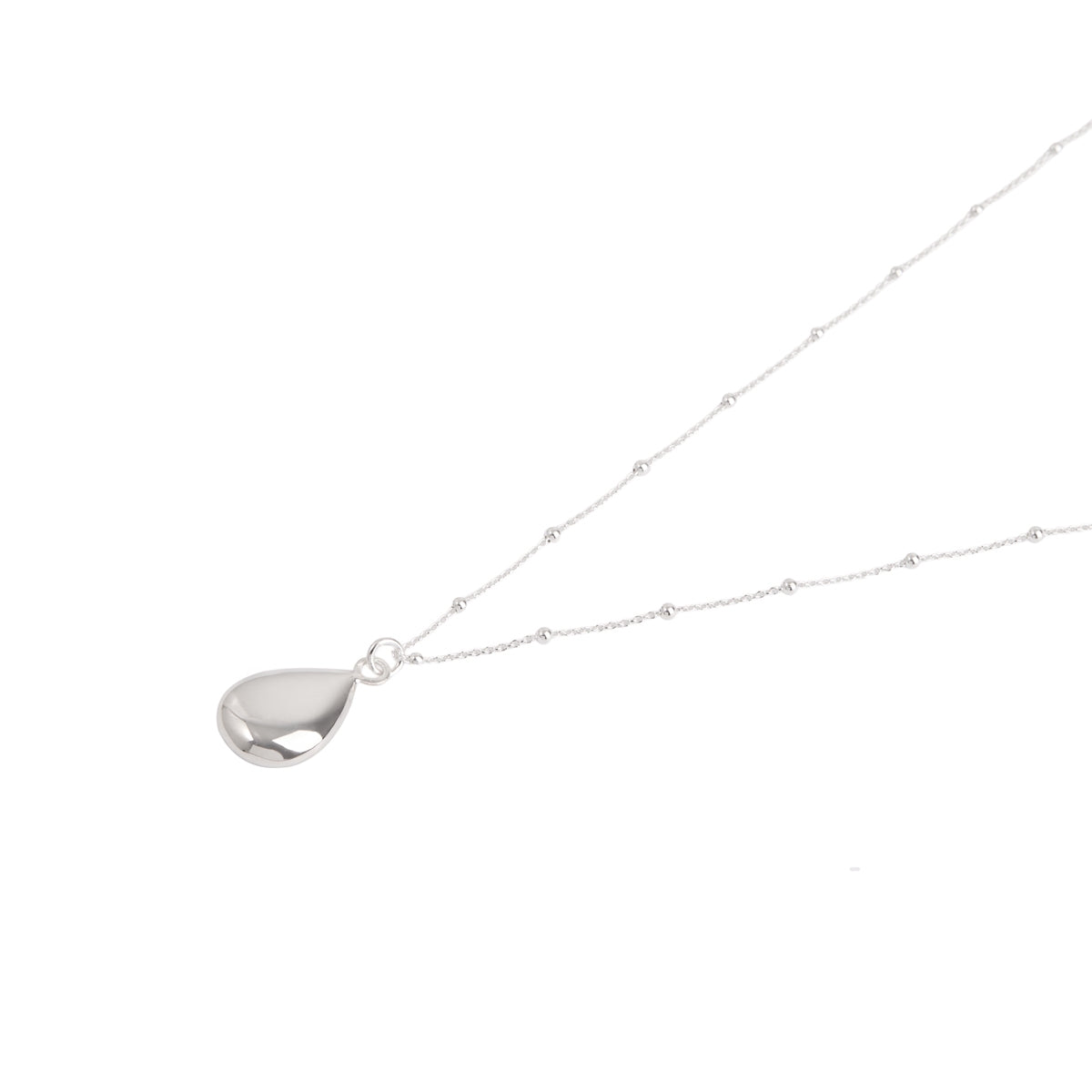 Argento Silver Ball Chain Teardrop Necklace