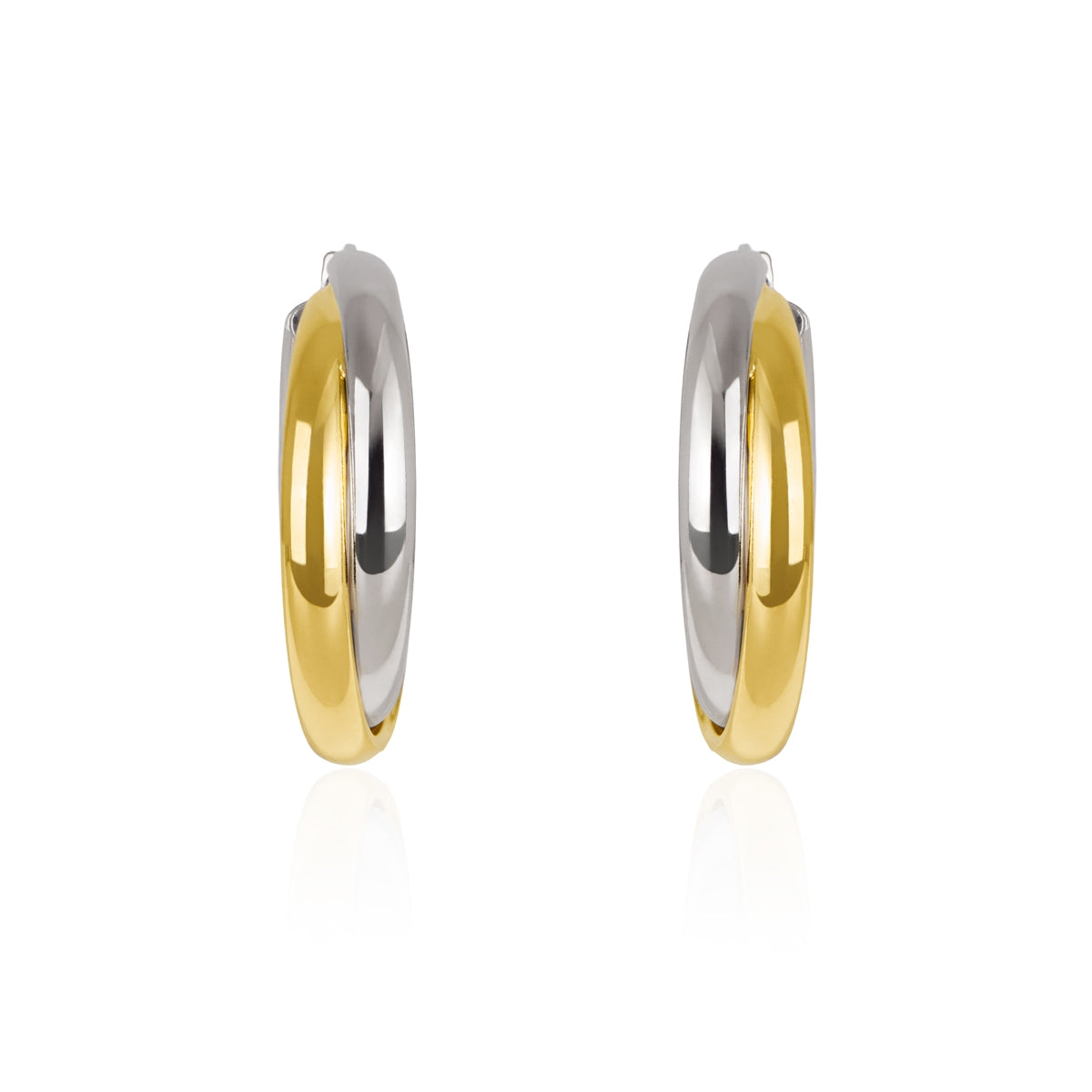 Argento Silver Two Tone Creole Double Hoop Earrings