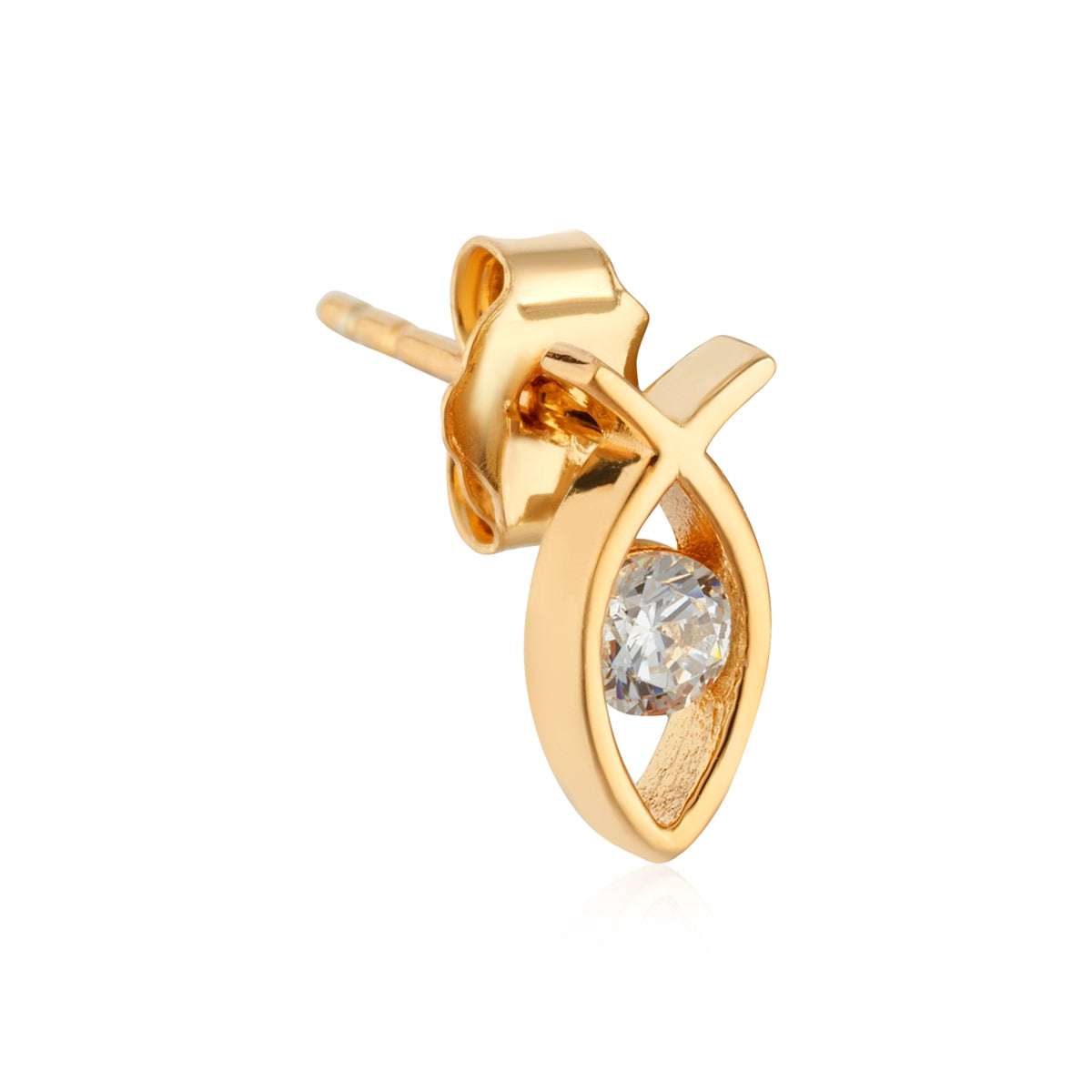 Argento Gold Ichthys Faith Fish Earrings