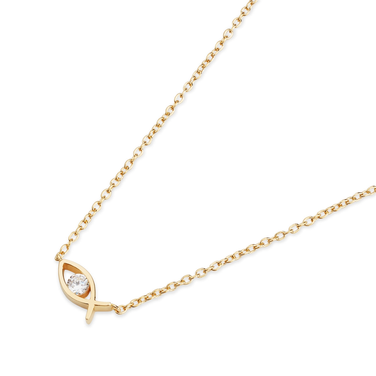 Argento Gold Ichthys Faith Fish Necklace