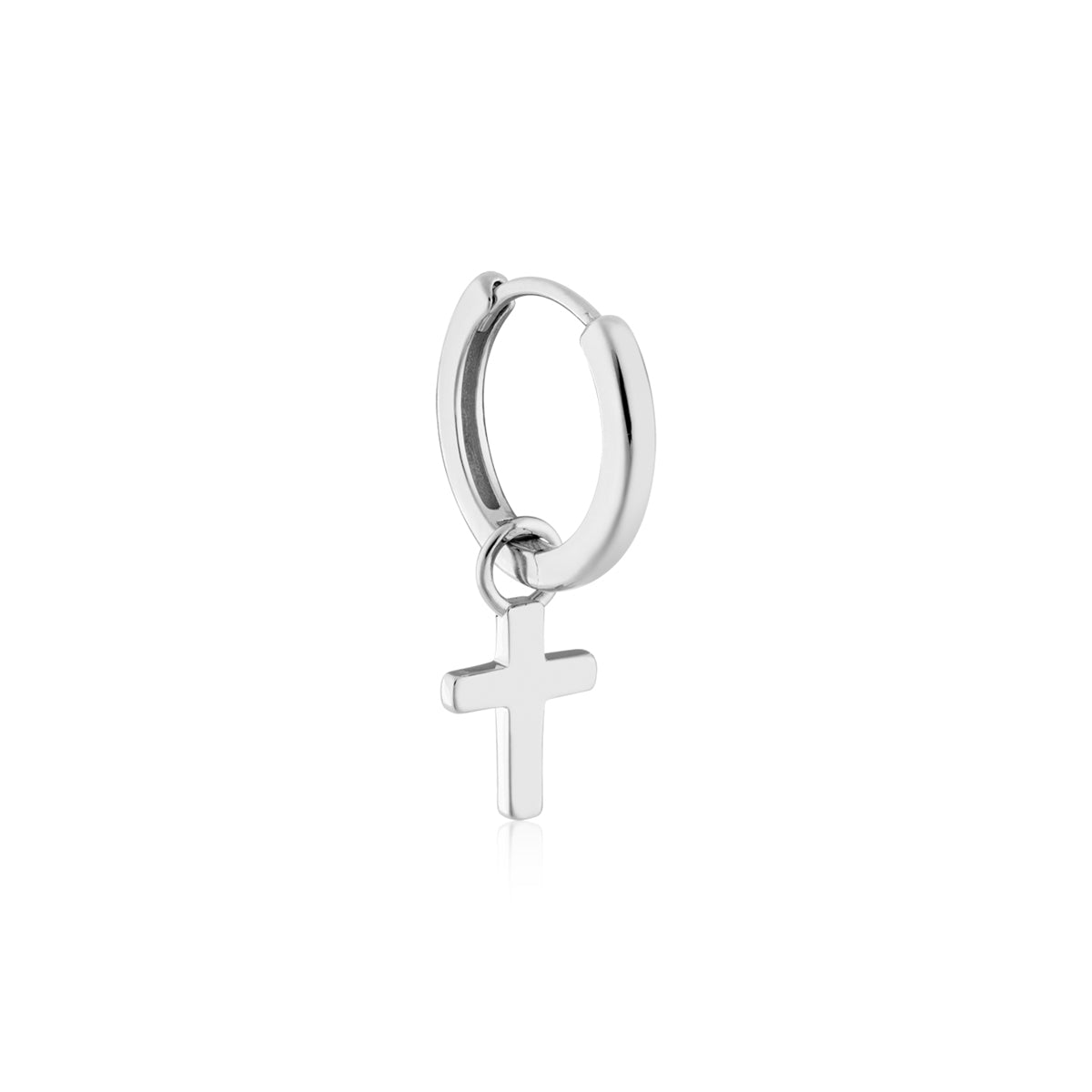 Argento Silver Cross Drop Hoop Earrings