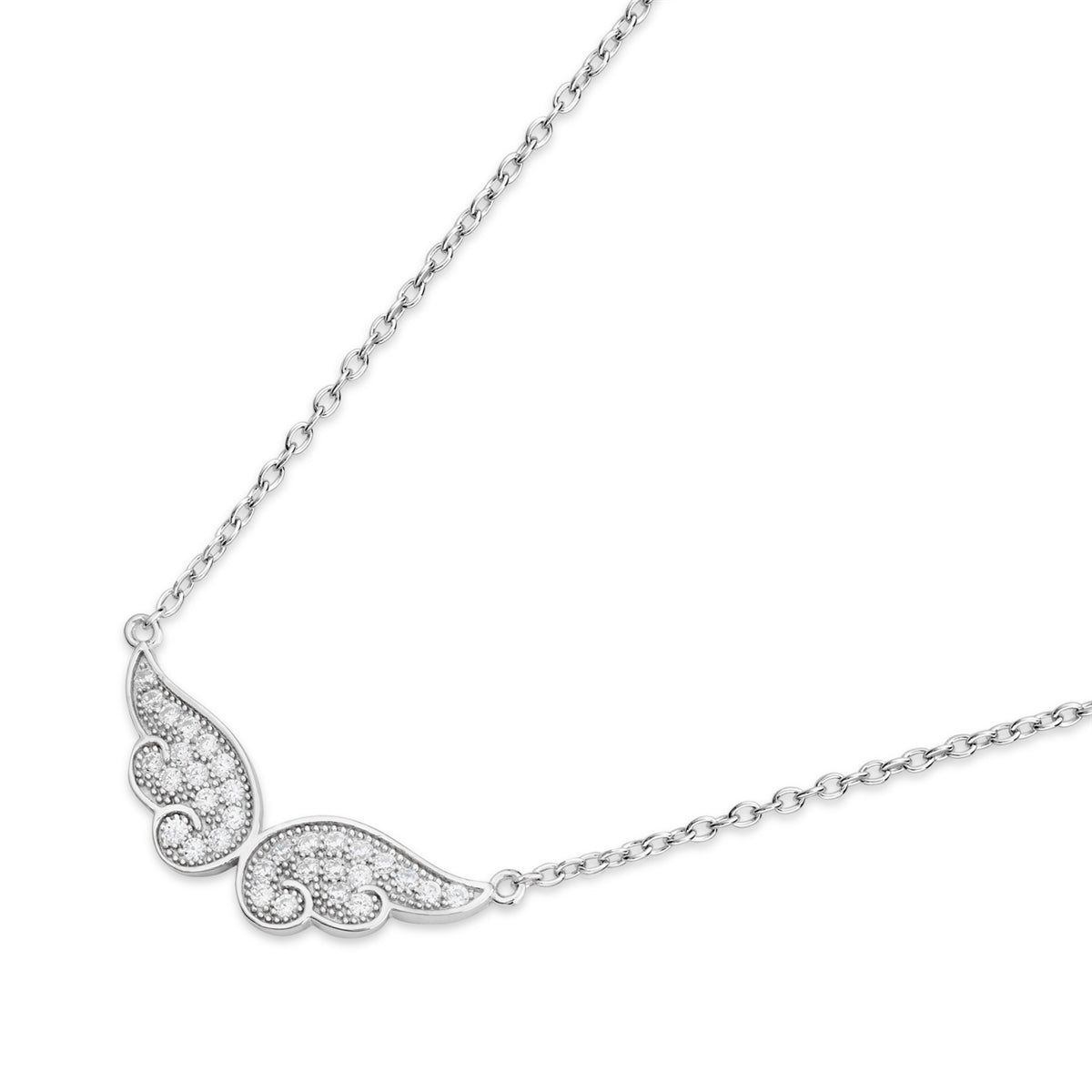 Argento Silver Pavé Angel Wings Necklace