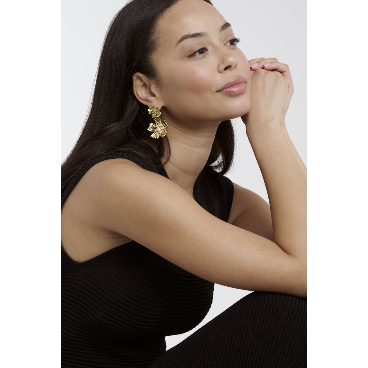 Ted Baker Gold Pettala Flower Statement Drop Earrings