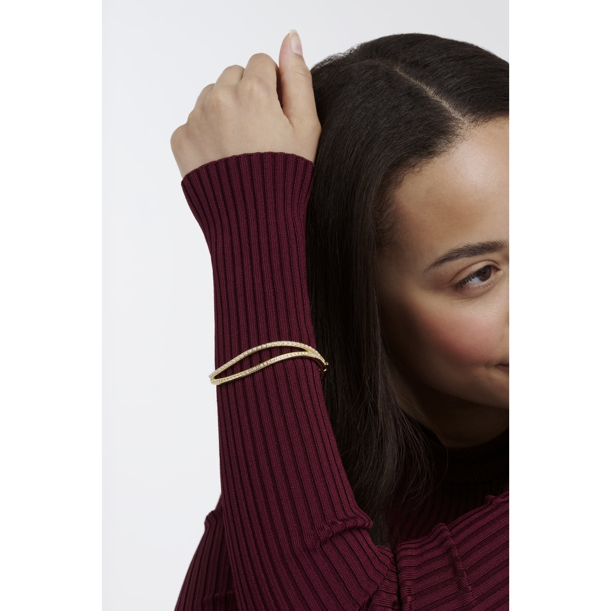 Ted Baker Gold Wavie Crystal Wave Hinged Bangle