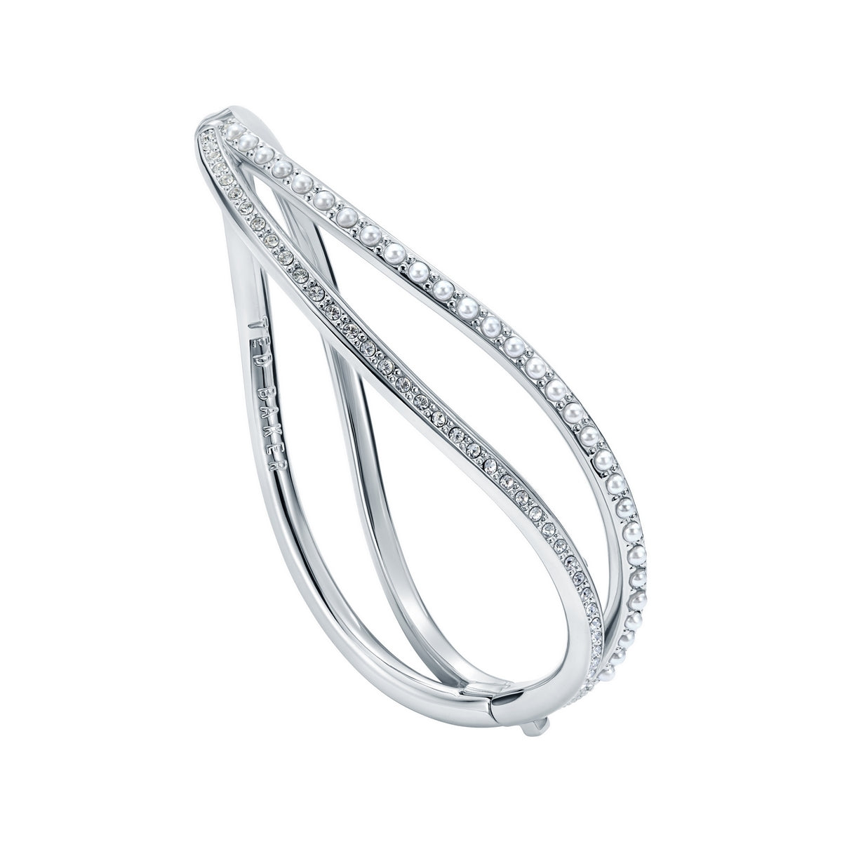 Ted Baker Silver Wavie Crystal Wave Hinged Bangle