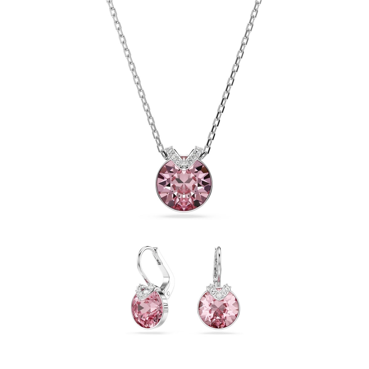 Swarovski Silver Bella V Pink Round Cut Gift Set