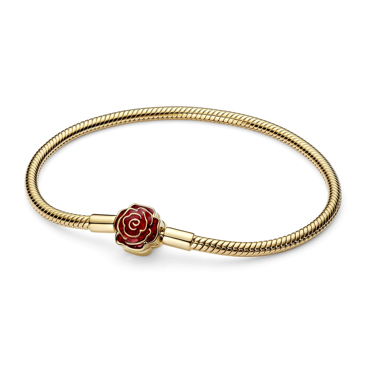 Pandora Gold Disney Beauty and the Beast Enchanted Rose Snake Chain