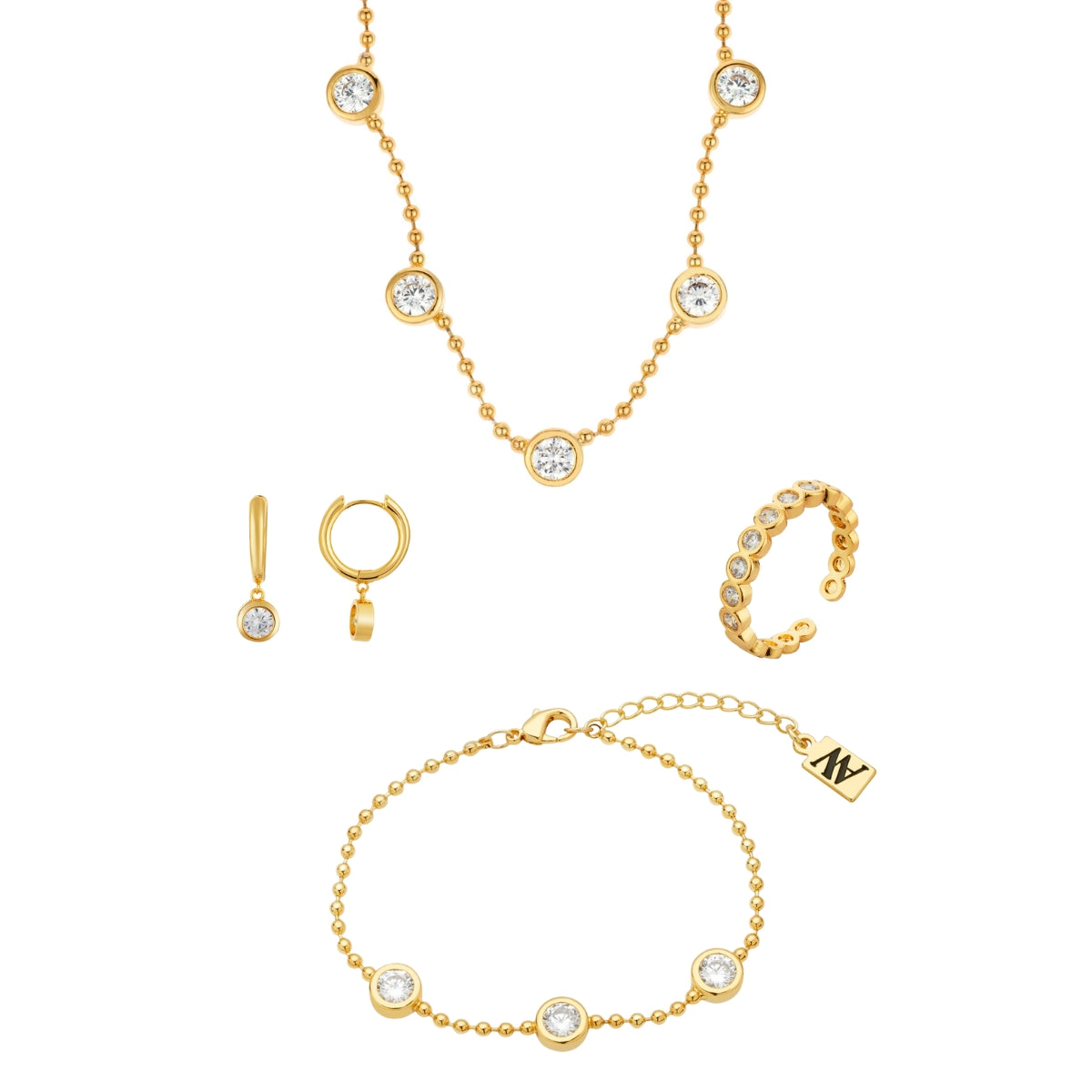 Gold Crystal Bezel Beaded Gift Set