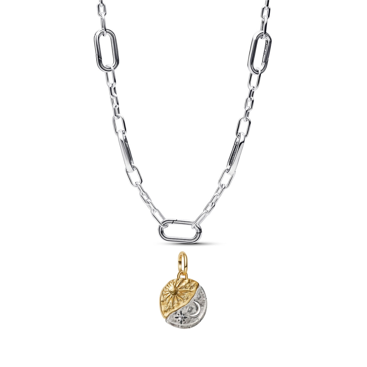 Sun and Moon Medallion Five Links Necklace Set