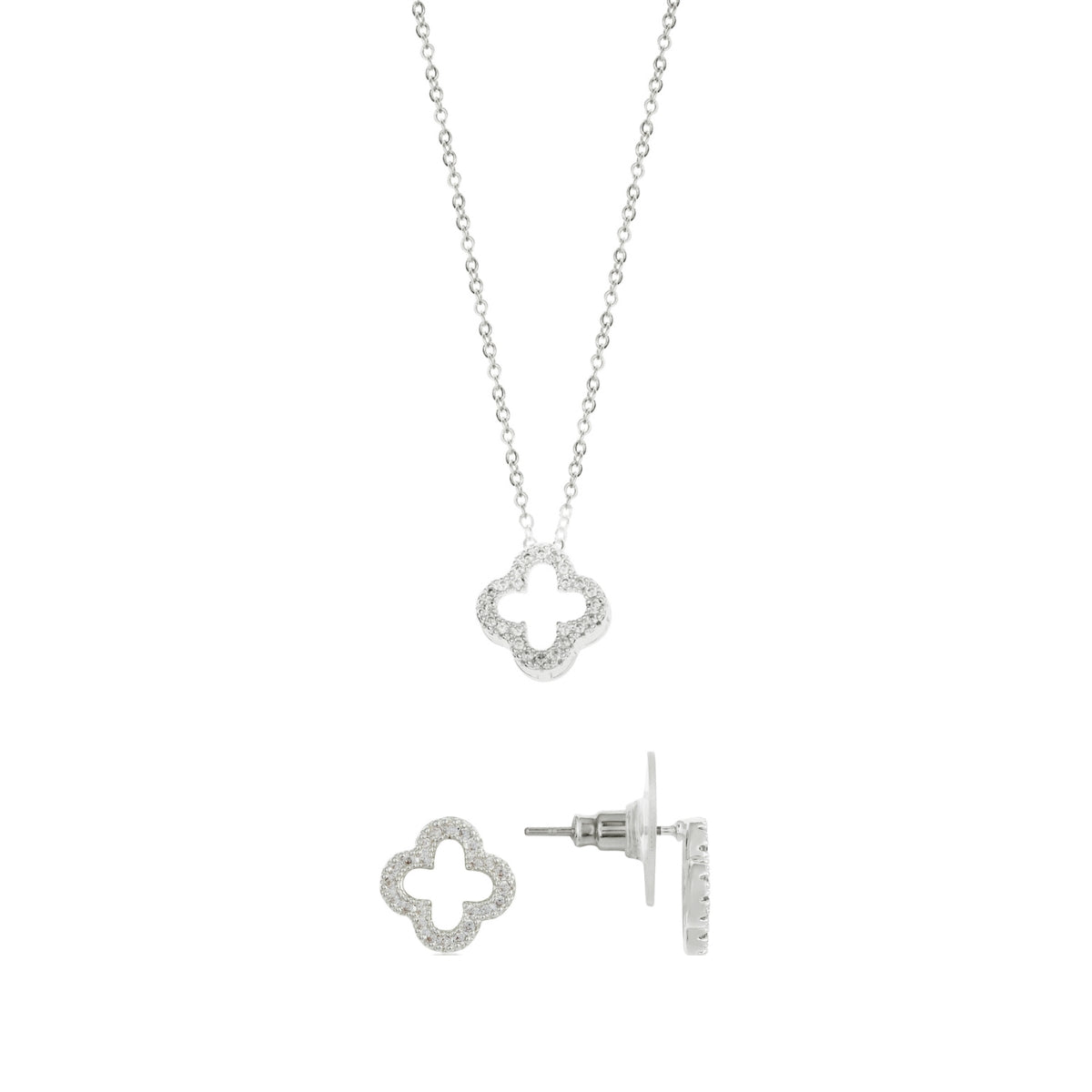 August Woods Silver Open Clover Gift Set