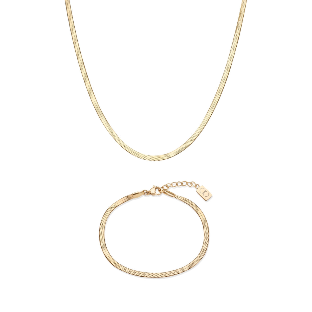 Over & Over Gold Steel Flat Snake Gift Set