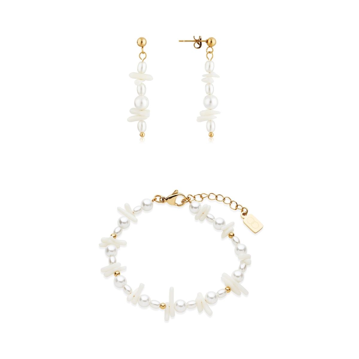 Over & Over Gold 14k Stainless Steel Pearl Gift Set