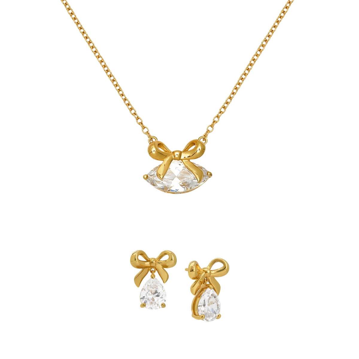 Gold Amelia Bow Crystal Gift Set