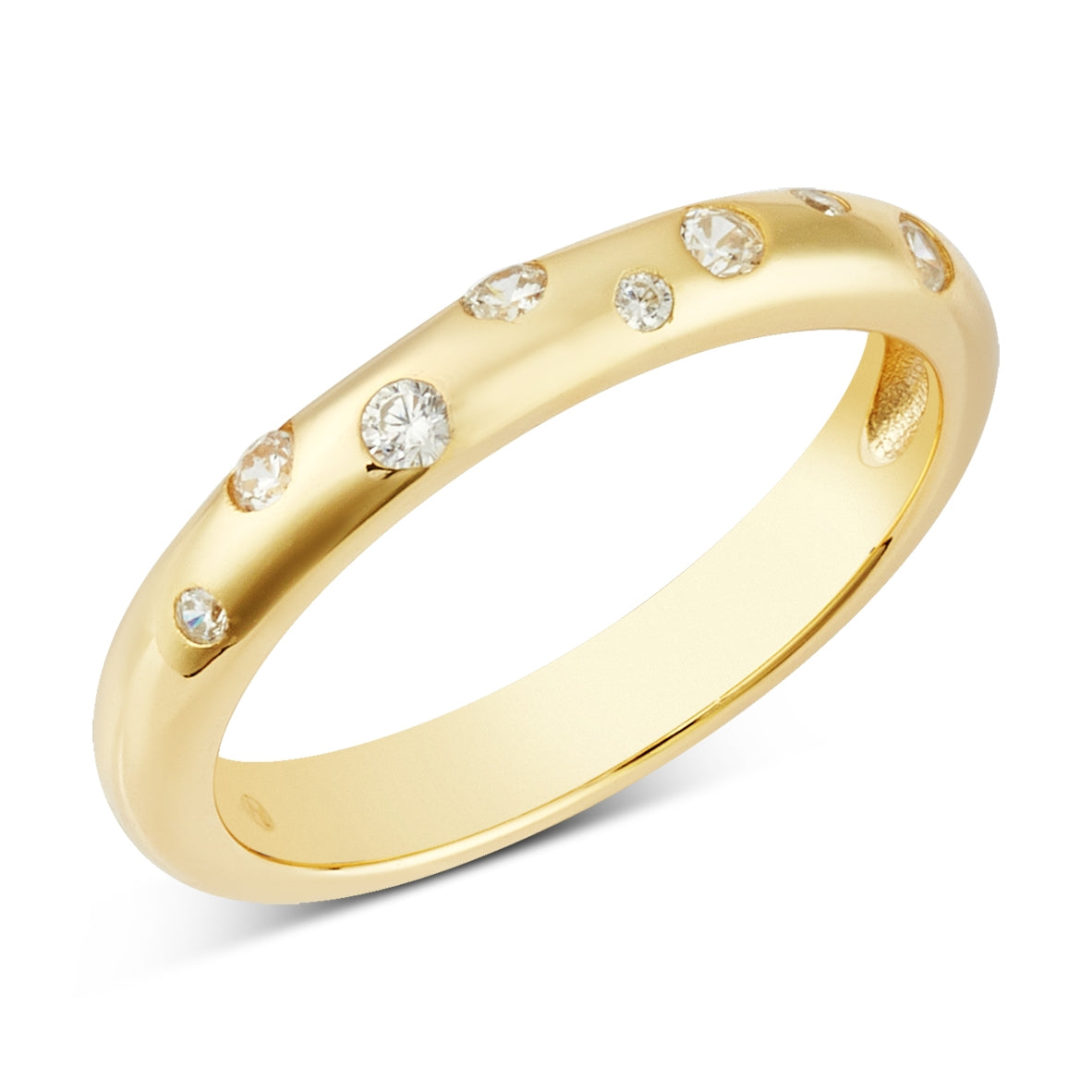 Argento Gold 14k Plated Puffy CZ Band Ring