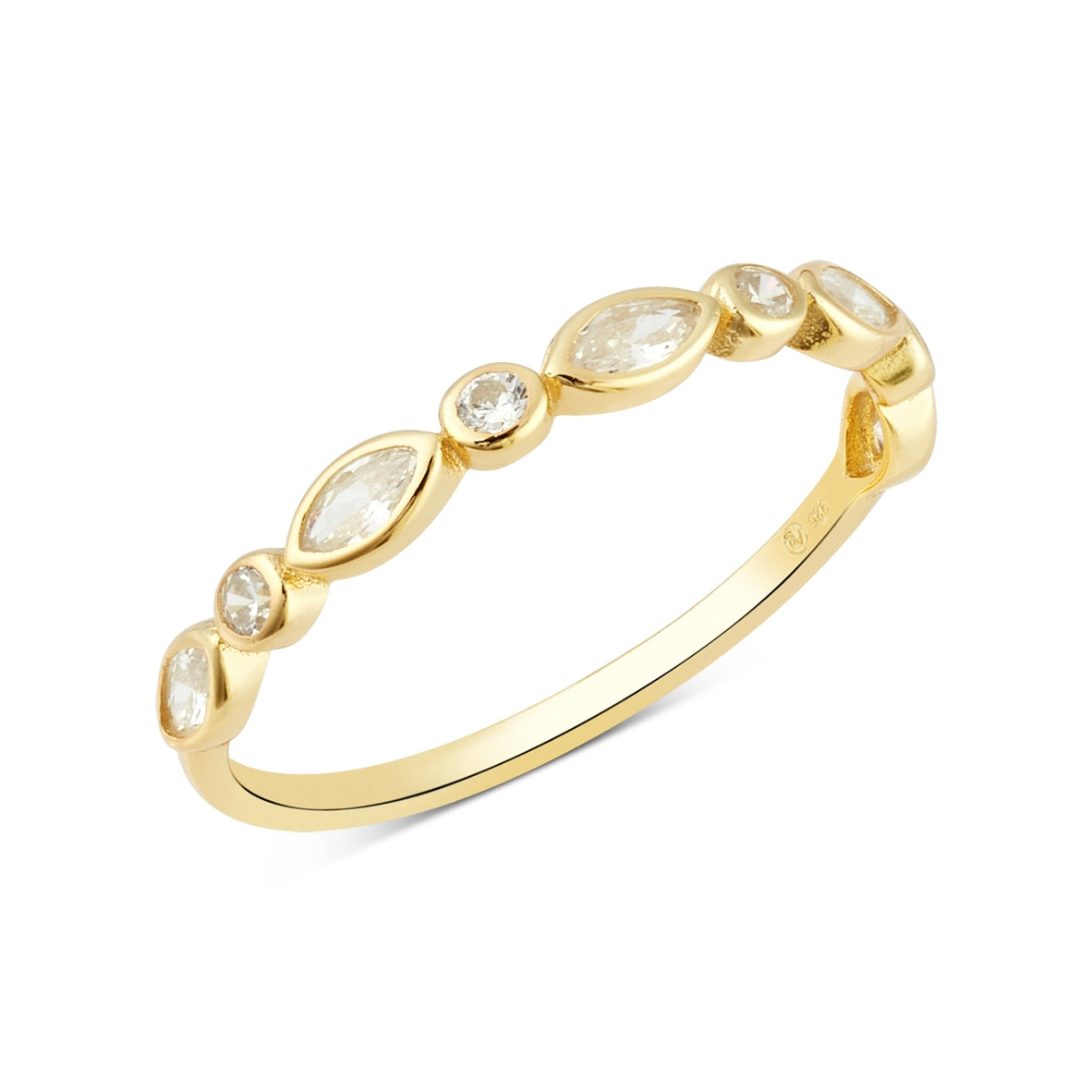Argento Gold 14k Plated CZ Bezel Stack Ring