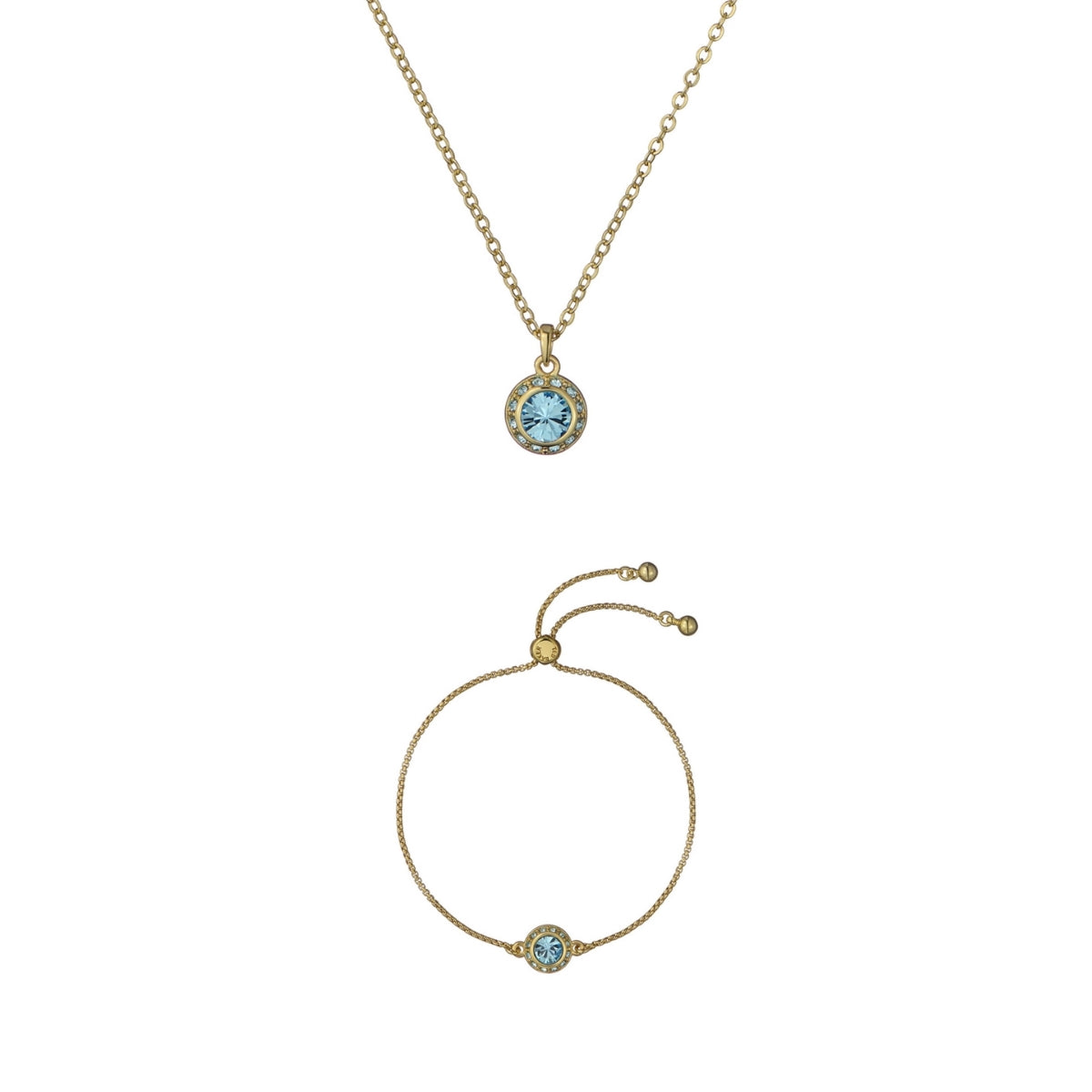 Gold Solitaire Blue Sparkle Halo Gift Set