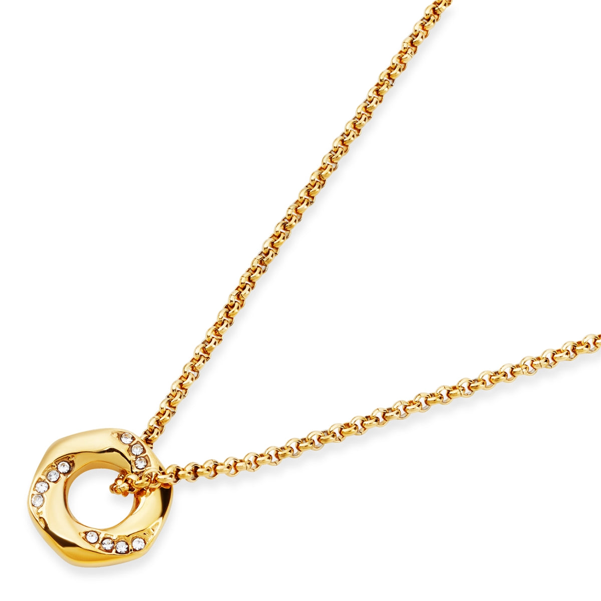 Over & Over 14k Gold Plated CZ Circle Necklace