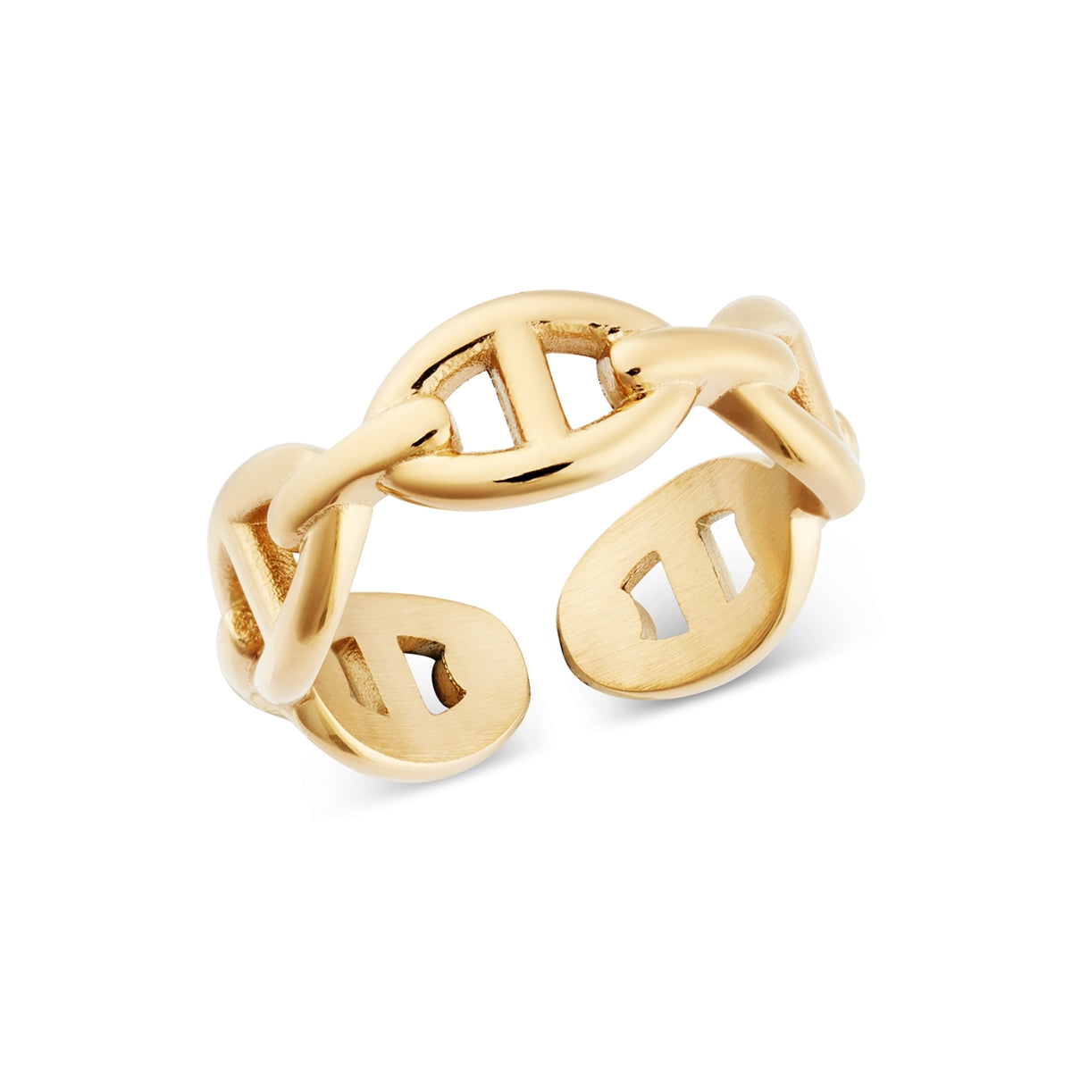 Over & Over 14k Gold Plated Mariner Link Adjustable Ring