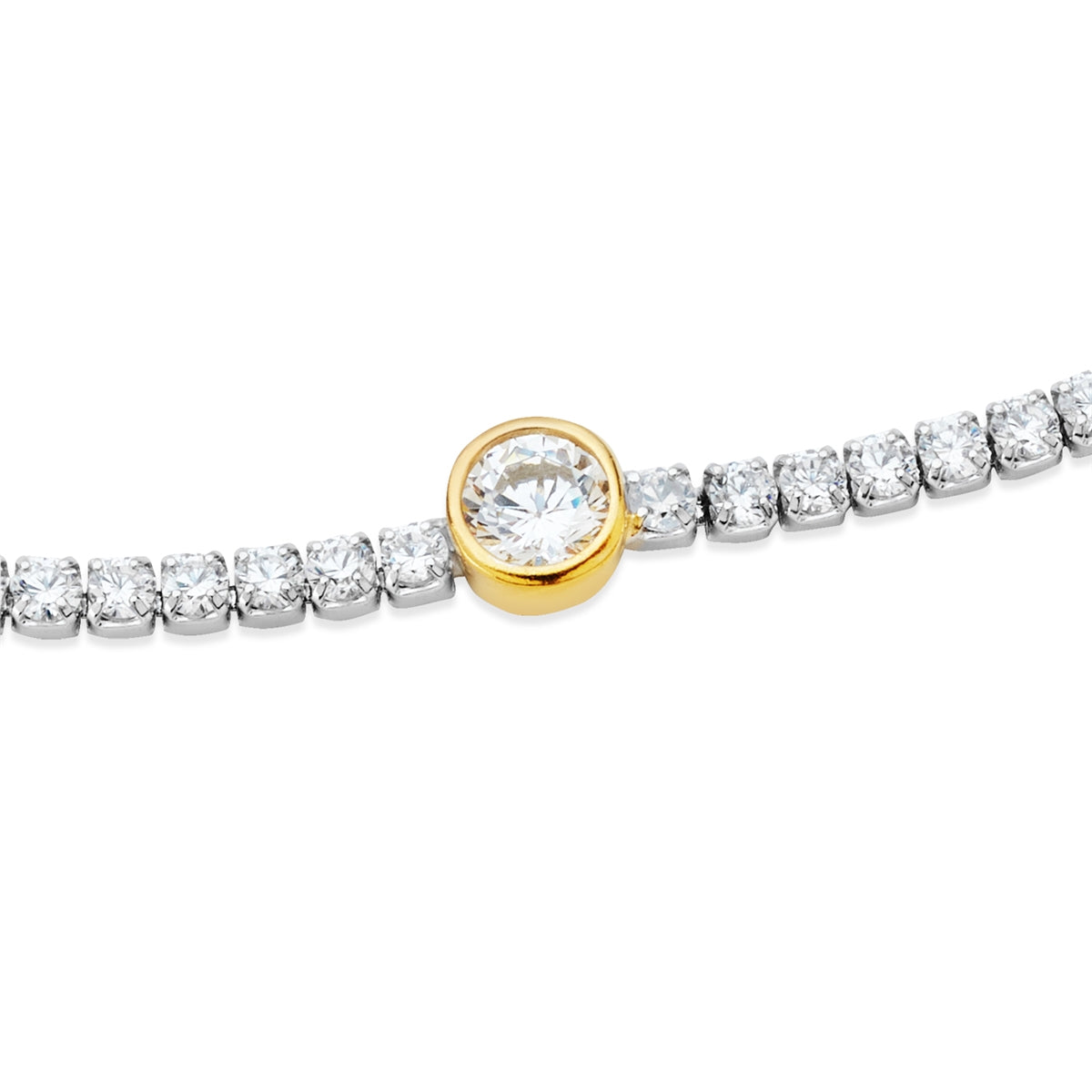 Argento Silver Two Tone Circle CZ Tennis Bracelet
