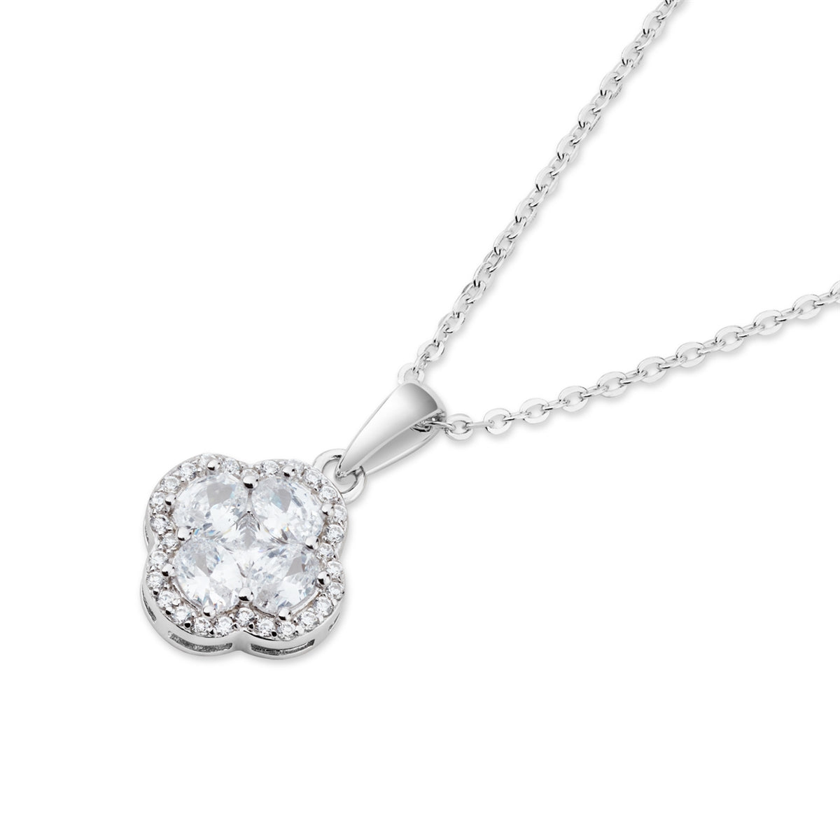 Argento Silver Halo Clover Necklace
