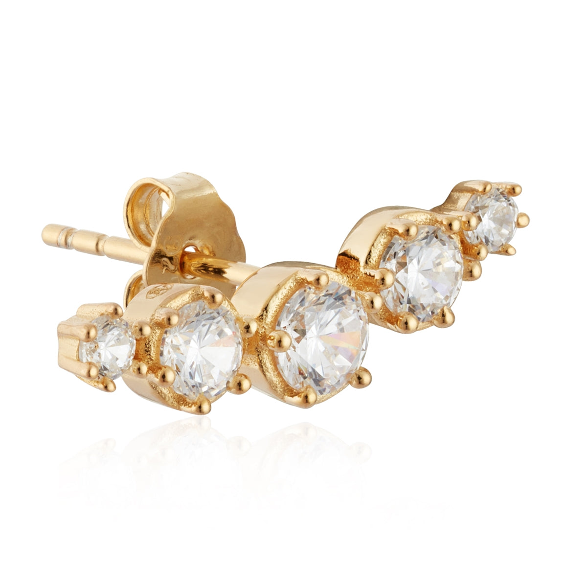 Argento Gold Row CZ Bezel Stud Earrings