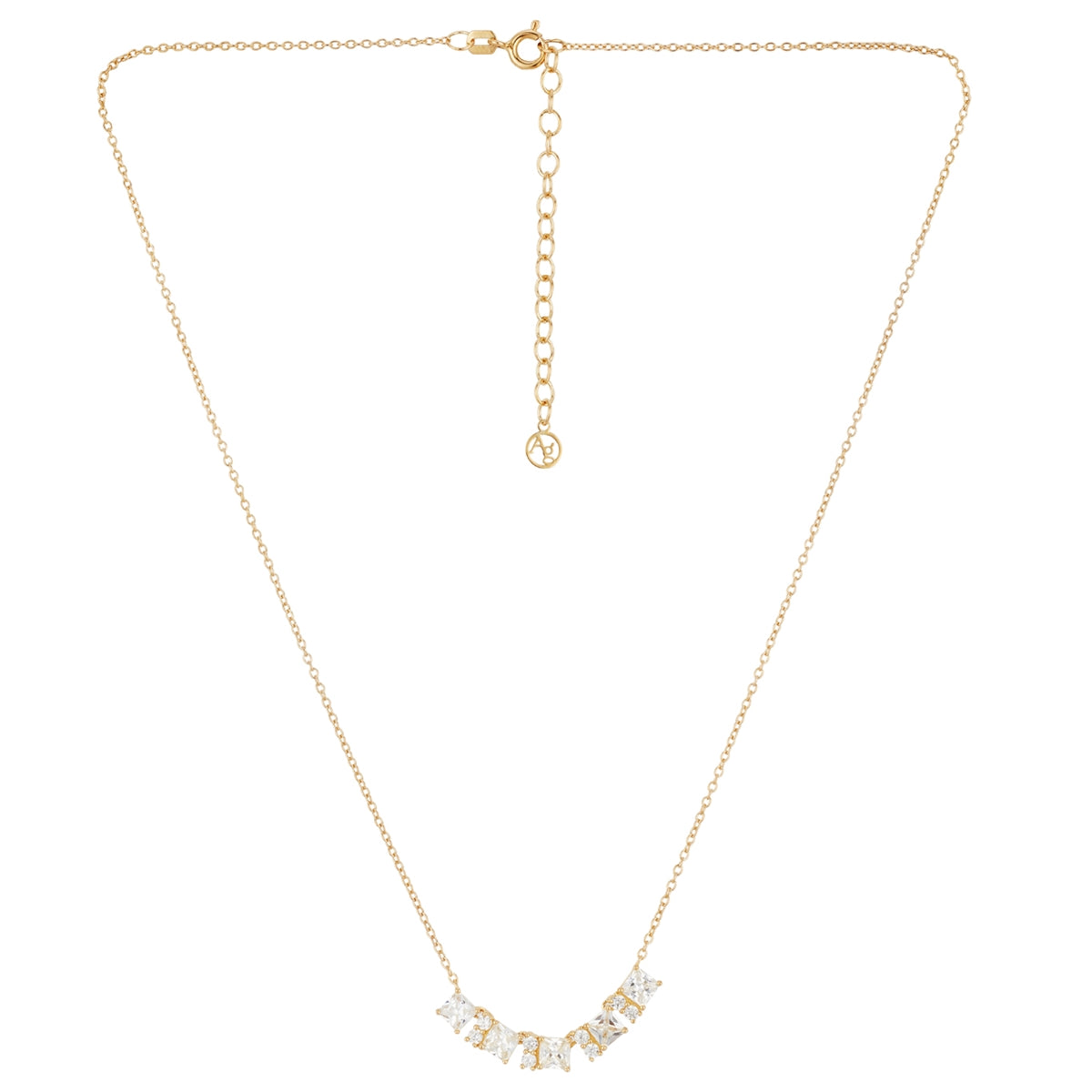 Argento Gold Square Baguette CZ Row Necklace