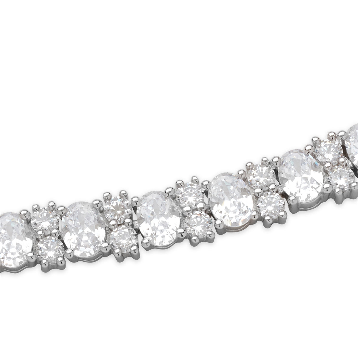 Argento Silver Oval CZ Row Drop Bracelet