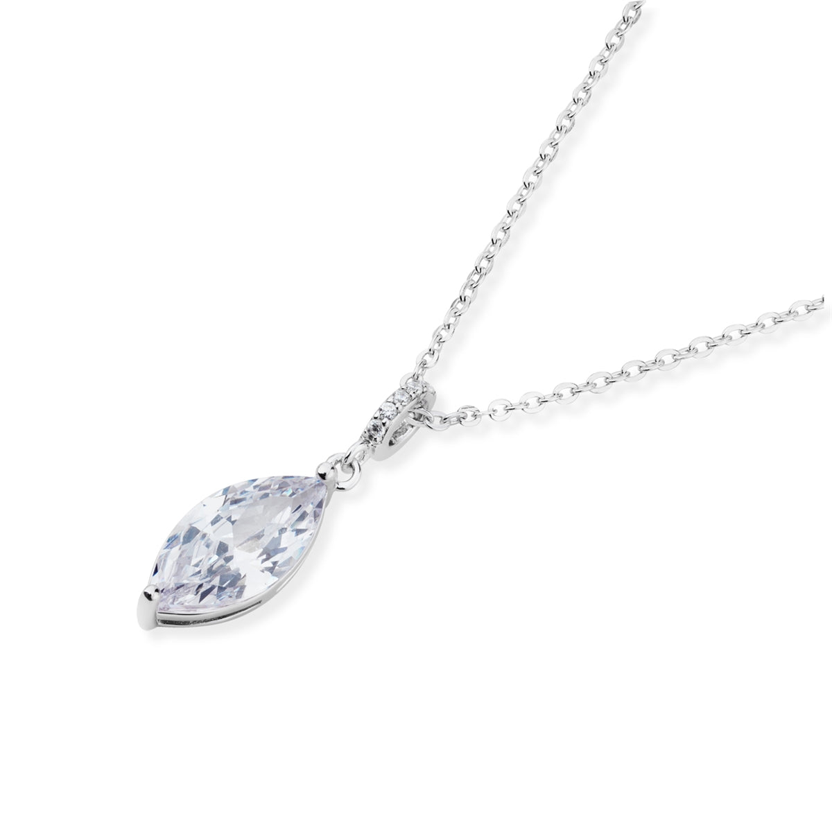 Argento Silver CZ Marquise Pendant Necklace