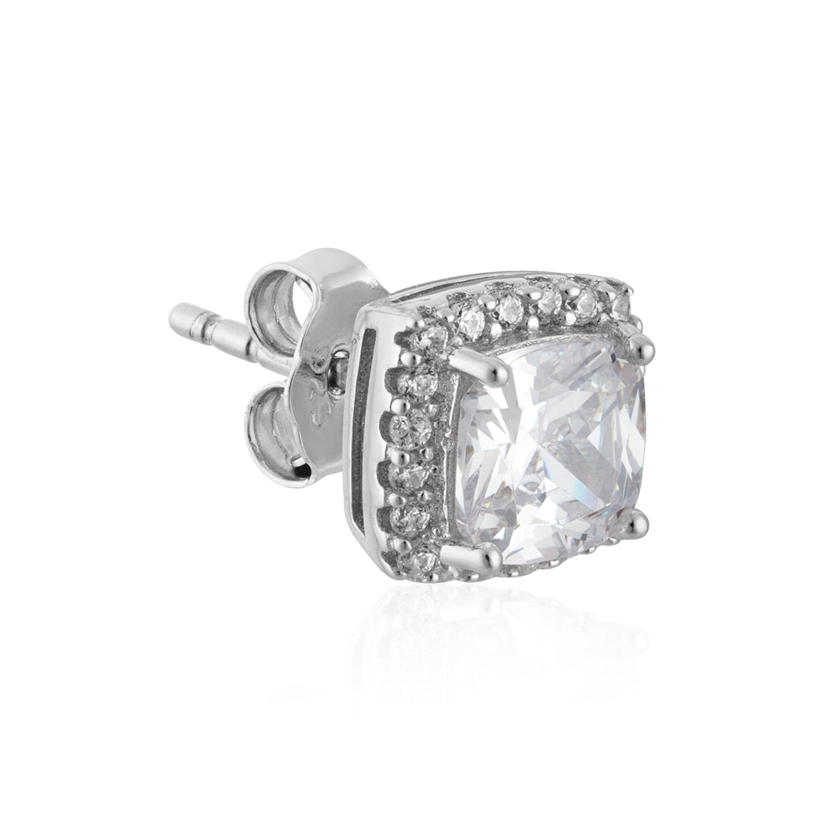 Argento Silver Diamond Halo Stud Earrings