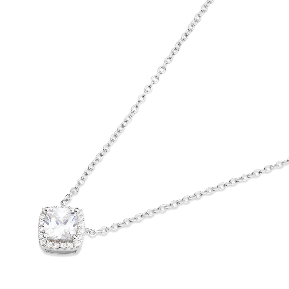 Argento Silver Diamond Halo Necklace