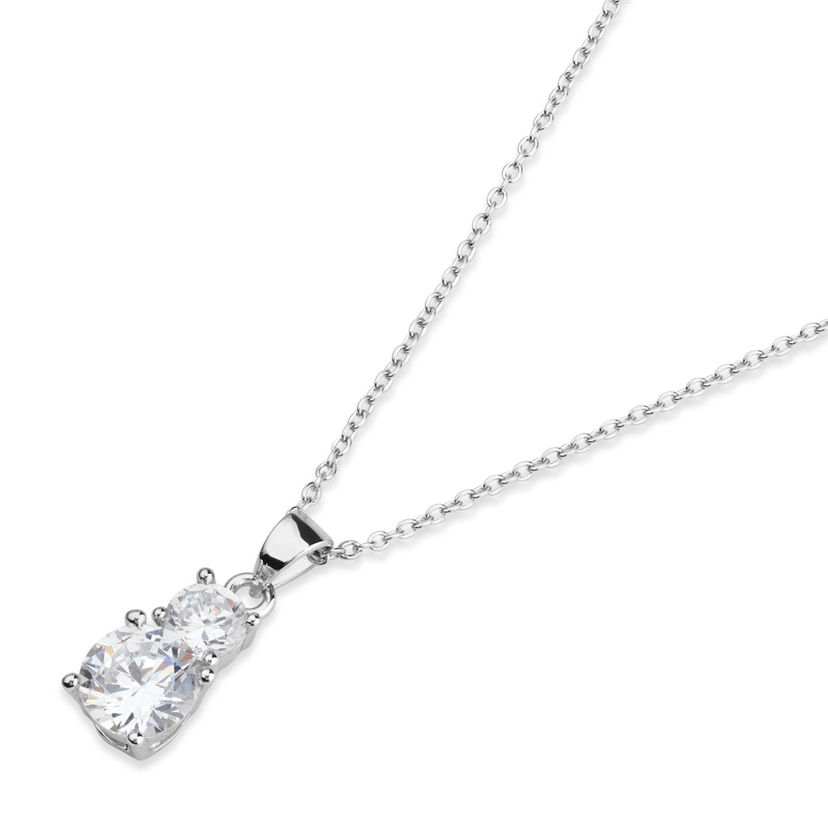 Argento Silver Double Solitaire Necklace