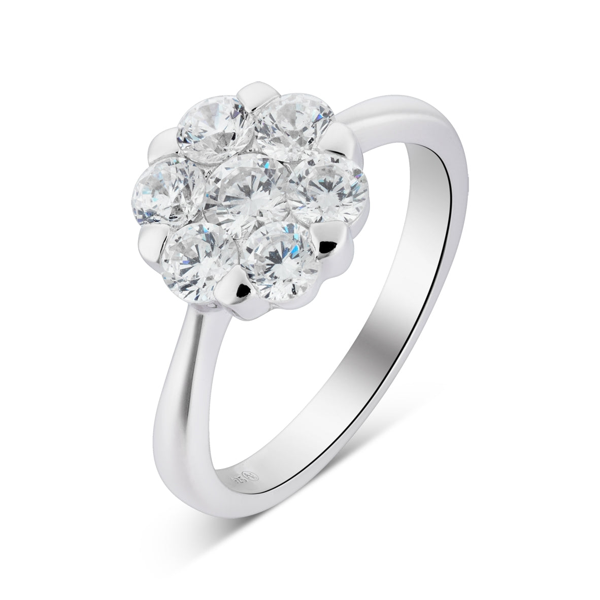Argento Silver Floral CZ Halo Ring