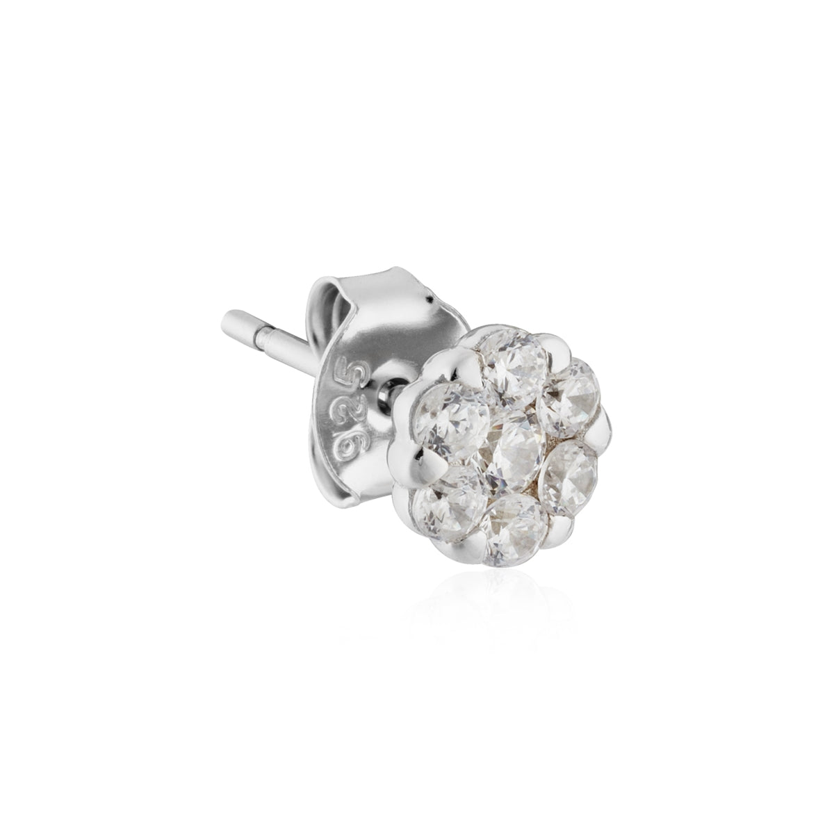 Argento Silver Floral CZ Halo Stud Earrings