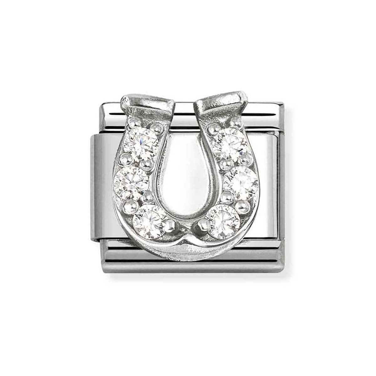 Nomination Silver White CZ Horseshoe Charm