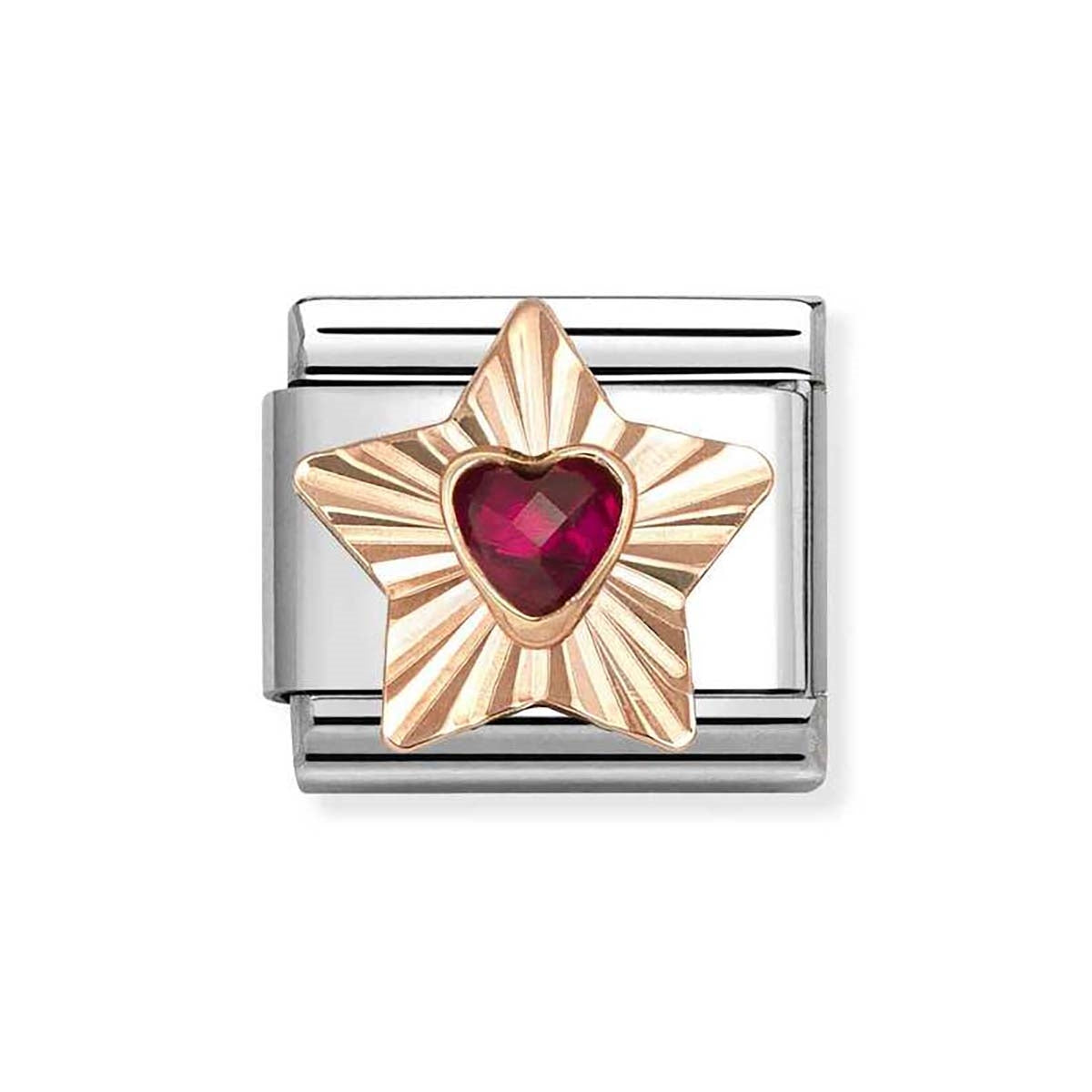 Nomination Rose Gold Star Red Heart Charm