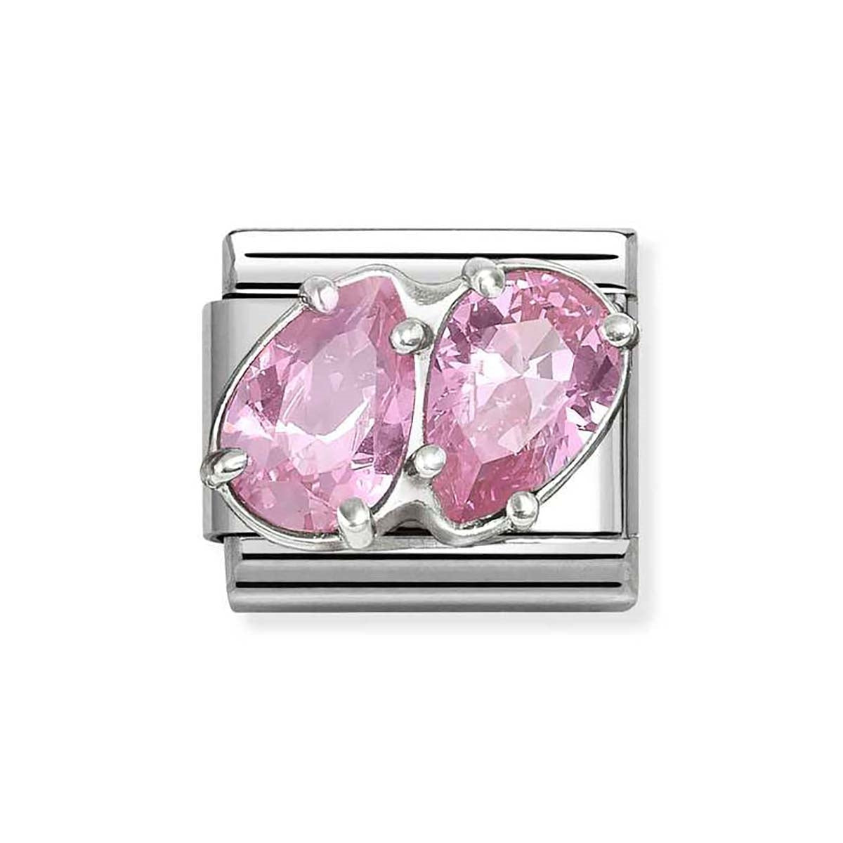 Nomination Silver Pink CZ Double Drop Charm