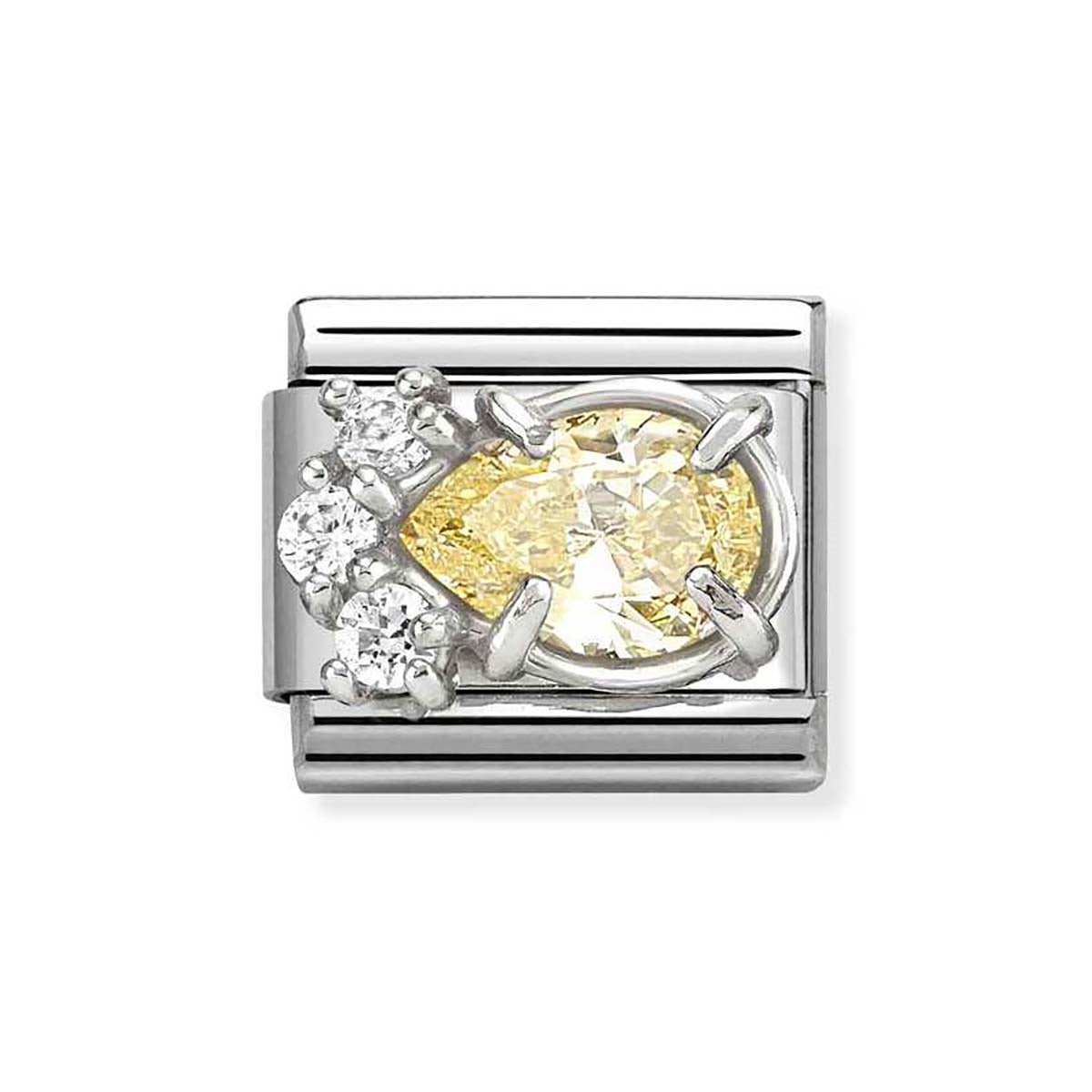 Nomination Silver Yellow CZ Drop Charm
