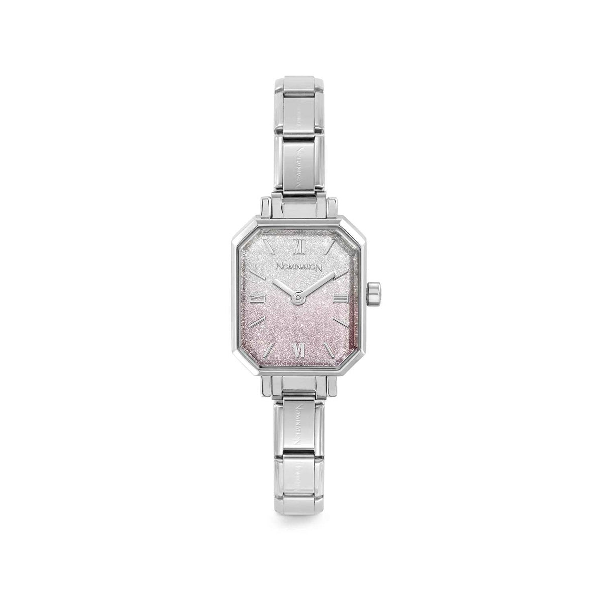 Nomination Silver Paris Rectangular Silver and Pink Dial Watch