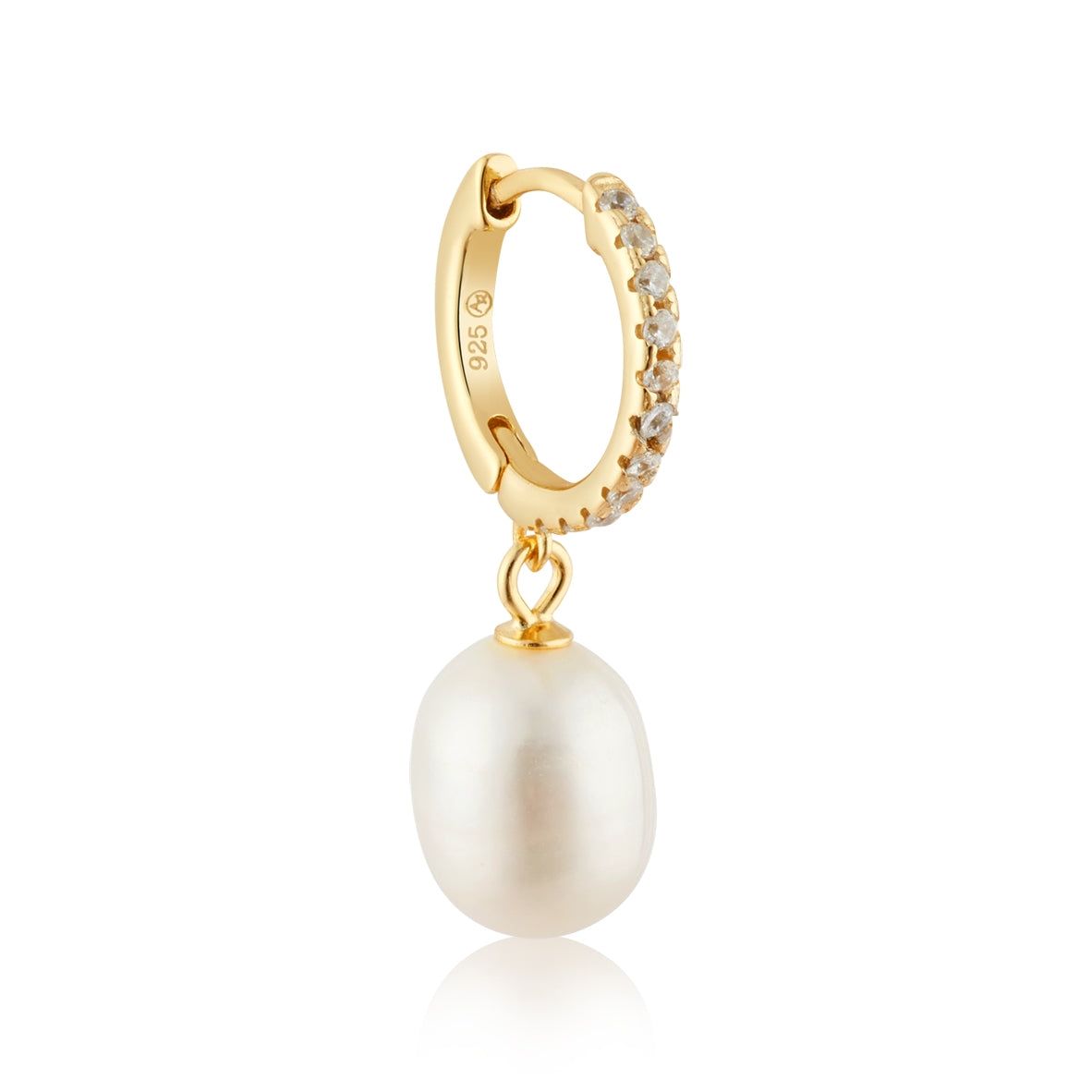 Argento Gold 14k Plated CZ Pearl Hoop Earrings