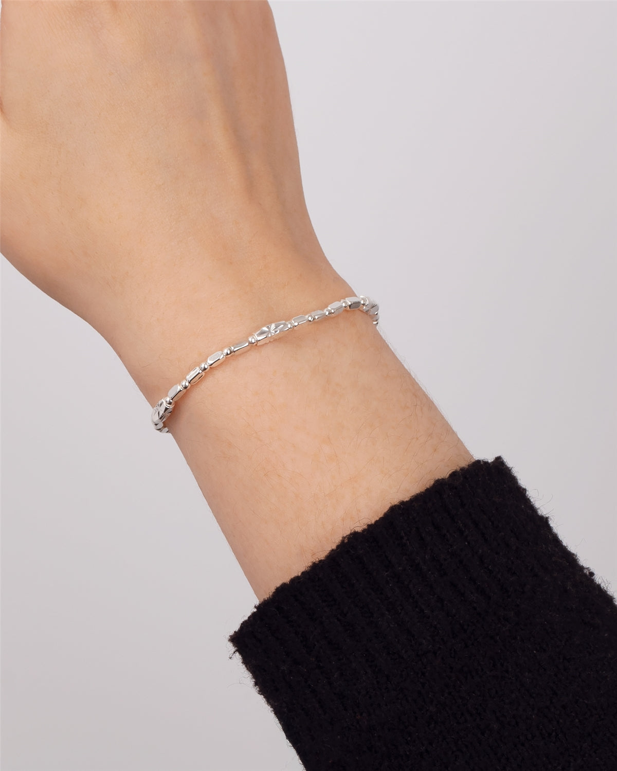 August Woods Silver Star Stretch Beaded Bracelet