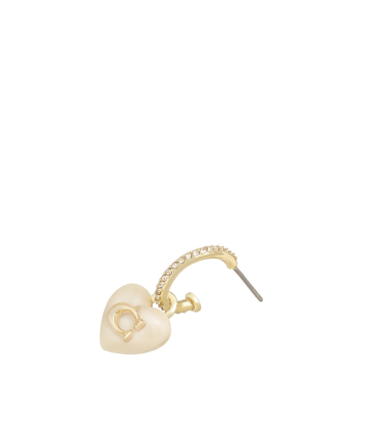 Coach Gold Blush Resin Heart Pavé Huggies
