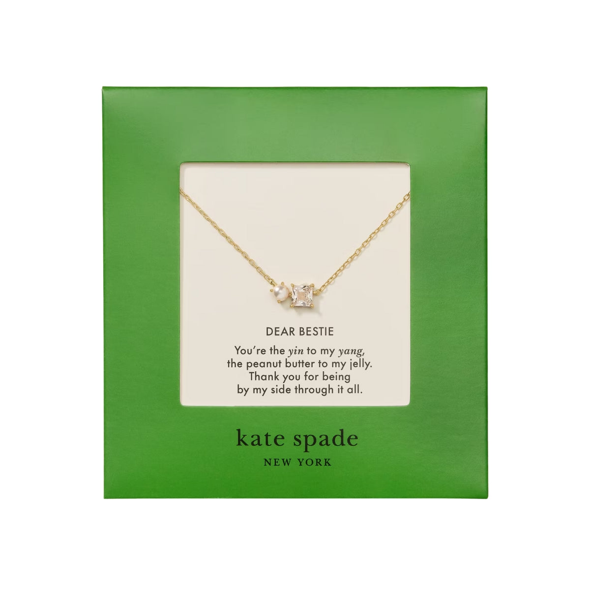 Kate Spade New York Gold Gifting Dear Bestie Pearl CZ Necklace