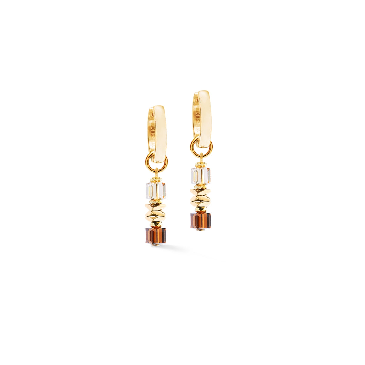 Coeur De Lion Gold Brown Wave Cube Flow Earrings