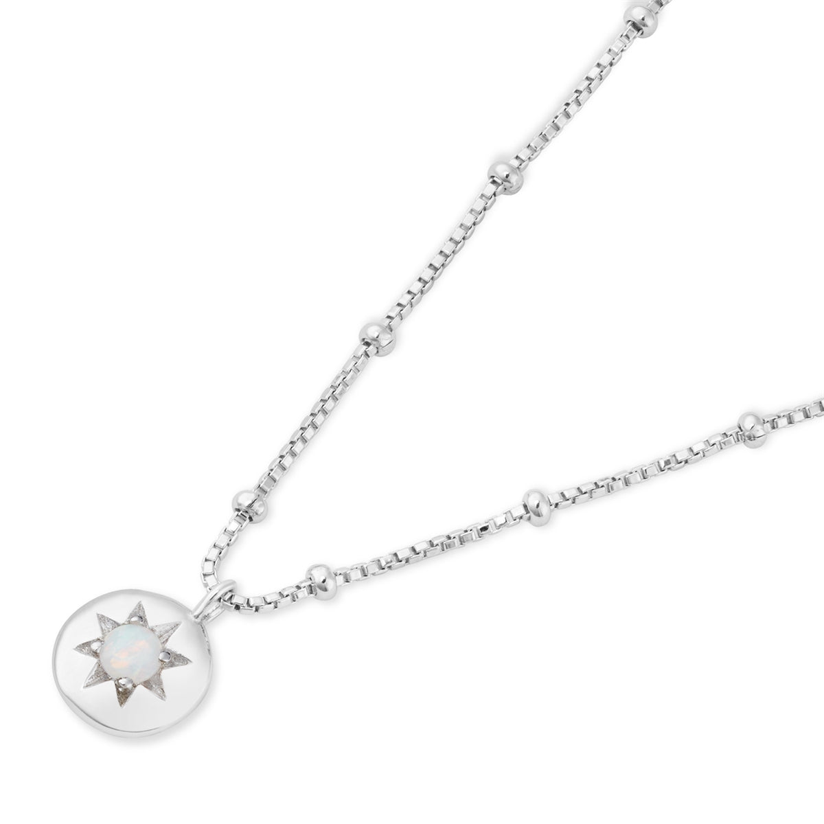 Argento Silver October Birthstone Opal Necklace