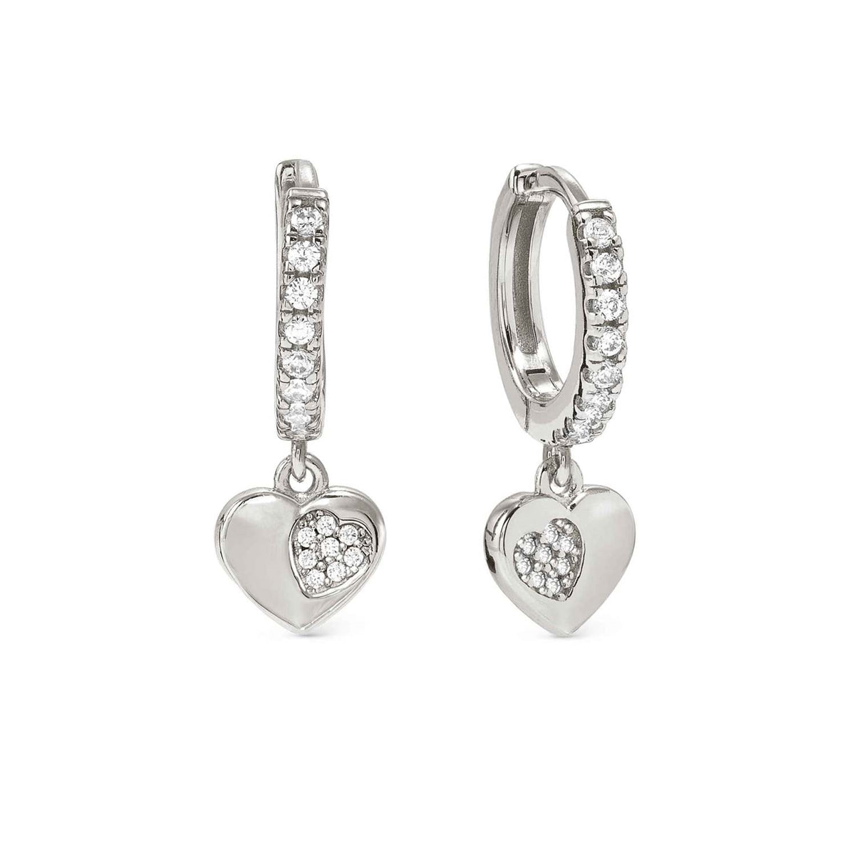 Nomination Silver Petit Sparkle Heart Hoop Earrings