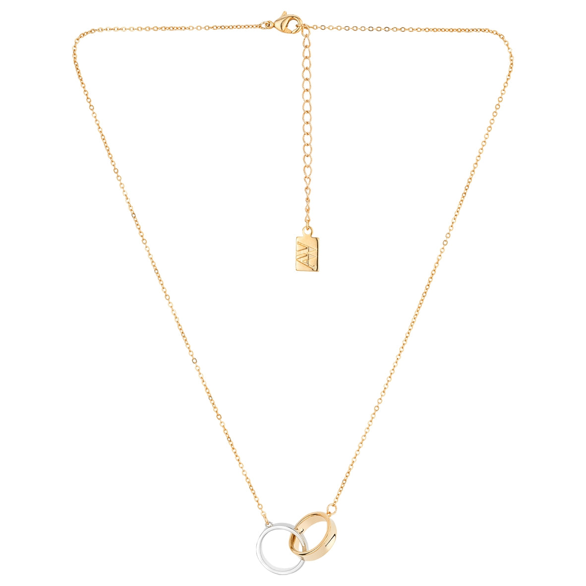 August Woods Gold Two Tone Interlocking Circle Necklace